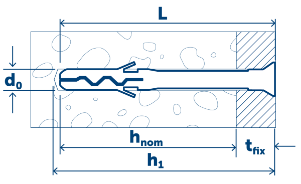 Дюбель-гвоздь LYT 5/30 UK KP электрооцинкованный, с потайной манжетой 