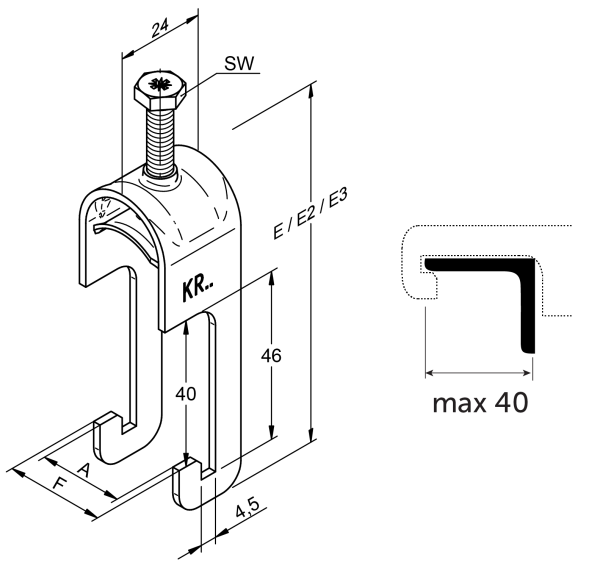 Зажим для кабеля KR 46 гор.цинк