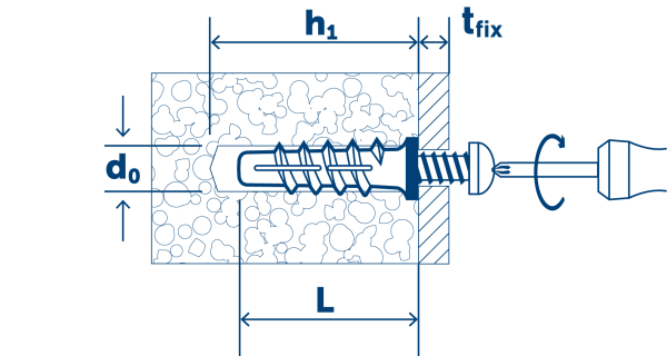 Нейлоновый дюбель для легкого бетона KBT 4 