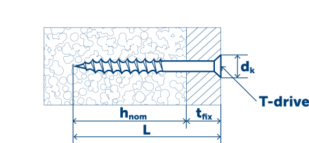 Шуруп для легкого бетона KBRM 8X65 с потайной головкой