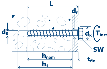 Шуруп по бетону S-CSA+ HEX 10X120/35/65 оцинк.