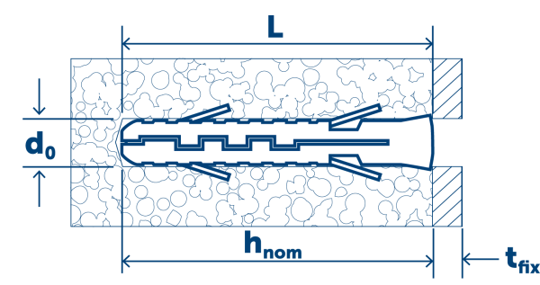 Нейлоновый дюбель NAT 10 L удлиненный